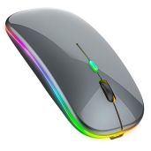 PEIBO Bluetooth Wireless Mouse for Mac, Windows & Chromebook - Sleek Gray/Black Design for Laptops & Desktops