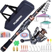 PLUSINNO Fishing Rod and Reel Combos Telescopic Carbon Matrix Fishing Pole with Stainless Steel Spinning Reel for Freshwater Travel