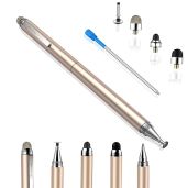Penyeah 4-in-1 Stylus Pen for Touch Screens - High Sensitivity Disc, Rubber & Mesh Tips for All Devices (Gold)