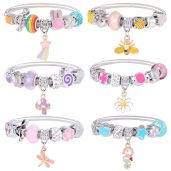 PinkSheep 6PC Friendship Bracelets for Kids Little Girls Charm Party Favor Dress Up