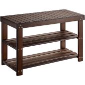 Sturdy 3-Tier Bamboo Shoe Rack Bench - 300lbs Capacity for Entryway, Bedroom & Living Room Storage