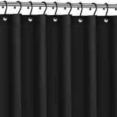 Premium PVC-Free Shower Curtain Liner 72x72 Black with Rust Proof Grommets and Magnet-weighted Bottom for Moisture and Stain Protection