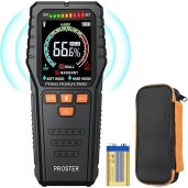 Proster Pinless Wood Moisture Meter: Non-Destructive Tester for Wood & Masonry with Backlit LCD & Alarm