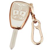QIXIUBIA for Jeep Key Fob Cover Key Fob Shell with Keychain Fit for Chrysler 200 Aspen PT Cruiser Sebring Town Country Jeep Compass Patriot Wrangler