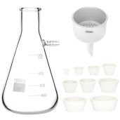 QWORK 1000ML Buchner Funnel Kit with 1L Vacuum Flask and 80mm Borosilicate Glass Filtering Flask for Efficient Filtration