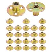 QWORK 3 8"-16 Iron Plate Nut, 25-Piece Set T-nut with Round Base Carbon Steel T-Nuts, Furniture Hardware Flange Insert Female Thread T-Nut