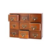 QWORK Vintage Apothecary Desk Drawer Organizer: 9-Drawer Wooden Storage for Home Office & Bedroom