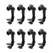 QWORK Drum Microphone Holder, 8 Pack Adjustable Drum Microphone Clip, Ring Mounting Clip Snare Drum Clip Sleeve, Mic Hoop Rim Snare Clamp, Black