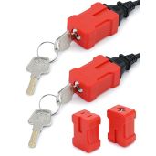 QWORK Electrical Cord Plug Lockout Device for Electrical Cord, 4 Pack Plug Locking Safety Lock, Keyed Differently, Fits 2 and 3 Prong Plugs,