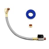 "QWORK Extended Tank Drain Valve Kit for Air Compressors - 10" Hose, Brass Adapter & Seal Tape Included"