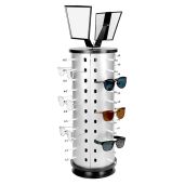 QWORK Glasses Holder Organizer, Rotating Sunglasses Display Stand, 44 Pairs Sunglasses Holder Eyeglass Display Turning Stand with Mirror, Store