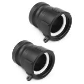 QWORK Poly Fittings, 2 Pack 2" Part A Cam Groove Hose Fitting, 2" Male Adapter x 2" Female Thread, IBC Tote Valve, IBC Tote Fittings, Black