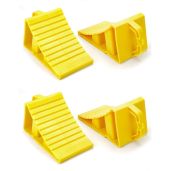 QWORK RV Wheel Chocks, 4 Pack Heavy Duty Car RV Tire Chocks Camper Chocks with Handle and Rope, Car Truck Stopper for Travel Trailers, Camper, Cars,