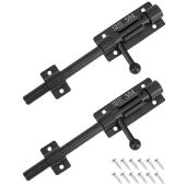 QWORK Sliding Bolt Gate Latch, 2 Sets Heavy Duty 304 Stainless Steel Safety Barrel Bolt Door Latches with Padlock Hole and Mounting Screws for Doors,