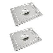 QWORK 2-Pack Stainless Steel Pan Lid with Handle for 1/2 Size Steam Table Pans - Durable & Versatile Cover