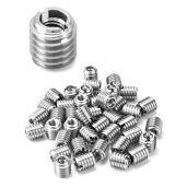 QWORK Stainless Steel Threaded Insert for Hard-Wood, 1 4-20 Internal Threads 50 Pack 5 8" Long Nut Inserts for Hardwoods, Softwoods, Plywood and