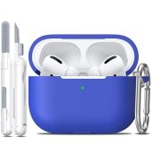 Rfun AirPods Pro Case Soft Silicone Cover with Cleaner Kit Keychain Blue for 1st 2nd Generation Accessories for Men Women
