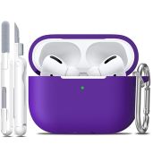 Rfun Soft Silicone AirPods Pro Case with Cleaner Kit Protective Cover for 1st 2nd Generation Purple Accessories for Men Women