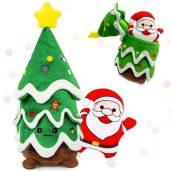 REQIHO Christmas Dog Toys Crinkle Tree Squeaky Santa Plush Hide and Seek Toy for Small and Medium Dogs