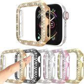 RICHONE 5Pack Apple Watch SE Series 6 5 4 Protector Case Bling Crystal Diamonds 44mm Cover Bumper Frame Accessories 5 Colors