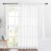RYB HOME White Sheer Curtains for Sliding Glass Doors - 100x84 Inch Rod Pocket Panel