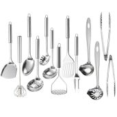 Ragyzity 304 Stainless Steel Kitchen Utensil Set 13PCS Nonstick Cookware Serving Utensils Comfortable Grip All Metal Cooking Spoons