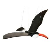 WitnyStore 24" Black Orange White Toucan Wooden Flying Bird Mobile Kinetic Hanging Sculpture for Adult Collectors Handcrafted Room Decoration Display
