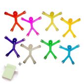Mini Man Flexible Refrigerator Magnets 8 Pcs Cute Rubber Magnet Men with 100 Sheets Self-Stick Note Pads for Home and Office Use
