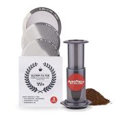 Reusable Filter Set by Slimm Filter 3 Piece Stainless Steel Metal Mesh Fine Ultra-Fine for AeroPress Coffee and Espresso Maker