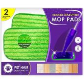Eco-Friendly Reusable Floor Mop Pads - Swiffer Wet Jet Compatible, 12-Inch Microfiber Refills (2 Pack) - Machine Washable Cleaning Supplies