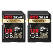 Ritz Gear 128GB High-Speed SDXC UHS-II SD Card for DSLR and 8K Video Cameras 2 Pack