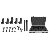 Rockville PRO-D7 7 Mic Drum Kit with Bass Snare and Condenser Overhead Microphones Black