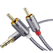 Ruaeoda 3.5mm to 2RCA Cable 6 Feet Braided AUX to 2Male 2RCA Audio Stereo Y Splitter Double Shielded for Audiophiles