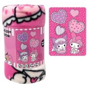 "Cozy SANRIO My Melody Kuromi Fleece Throw Blanket - 45"x60" Soft Pink Comfort"