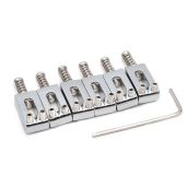 SAPHUE Guitar Bridge Saddle Set with Spring Screws Wrench for Fender Strat Telecaster Electric Guitar Replacement Parts 6Pcs Chrome