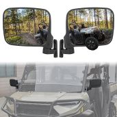 SAUTVS Adjustable Rearview Side Mirrors for Polaris Ranger XP 1000 Ranger 1000 Crew 2018-2025, Folding Clear Rear View Side Mirrors Accessories(2PCS)