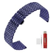 Buy SINAIKE 22mm Blue Multi Stripes Watch Strap - Tapered Stainless Steel Band for Men & Women