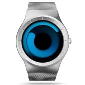 Shop SINOBI Men's Fashion Watch: Unique Silver Blue Steel Mesh Design - Stylish & Creative Timepiece