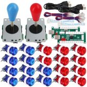 SJ JX Arcade Game 2 Player Controller DIY Kit with Buttons Logo Coin X Y Start Select 8 Way Joystick USB Encoder for PC MAME Raspberry Pi