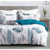 SleepBella Queen Comforter Set: 600 Thread Count Blue Floral & Khaki Reversible Bedding - 3 Piece Down Alternative