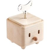 SOFTALK Wooden Music Box - 18-Note Wind-Up Gift for Christmas, Birthdays & Valentine's Day - Square Shape, Bird's Poem Tune