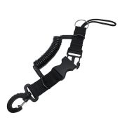 Scuba Choice Black Snappy Coil Camera Lanyard Clip & QB Buckles - 1.3m Dive Accessory