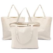 Segarty Heavy Duty Blank Tote Canvas Bags with Zipper 3 Pack 19.7x15.7 inch Reusable Washable Grocery Shopping Bags for DIY Crafts