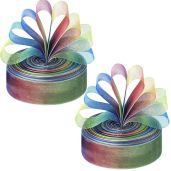 Shappy 1 Inch x 50 Yards Rainbow Gift Ribbon - Vibrant Sheer Organza for Perfect Gift Wrapping