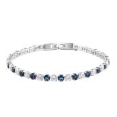 "Shop LC Dainty Tennis Bracelet - Blue & White CZ Jewelry for Women - Elegant 8" Bridal Bracelet for Special Occasions"