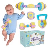 Skywin Baby Weights Plush Toy Set Cute Baby Dumbbell, Kettlebell, Barbell, and Medicine Ball, Toys for Infants, Christmas Gift, Birthday Surprise,