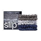 Shop Slip Silk Skinnie Scrunchies Midnight Collection - 6 Elastic Scrunchies in Charcoal, Navy & Silver