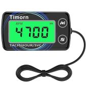 Timorn Digital Tachometer & Hour Meter: Waterproof RPM Meter for Dirt Bikes, Chainsaws, Lawn Mowers & More
