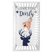 Sweet Jojo Designs Woodland Deer Boy Fitted Crib Sheet Navy Blue and White Stag for Baby or Toddler Bed Nursery Photo Op