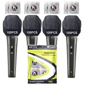400 PCS Disposable Microphone Hygiene Covers - Non-Woven Black Windscreen for KTV & Karaoke